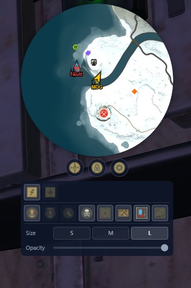 RustMart minimap overlay showing team positions, death markers, and event locations displayed on top of the Rust game