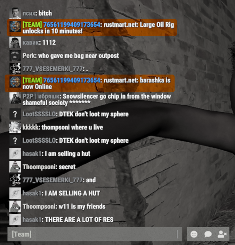 RustMart in-game player tracking notifications appearing in team chat